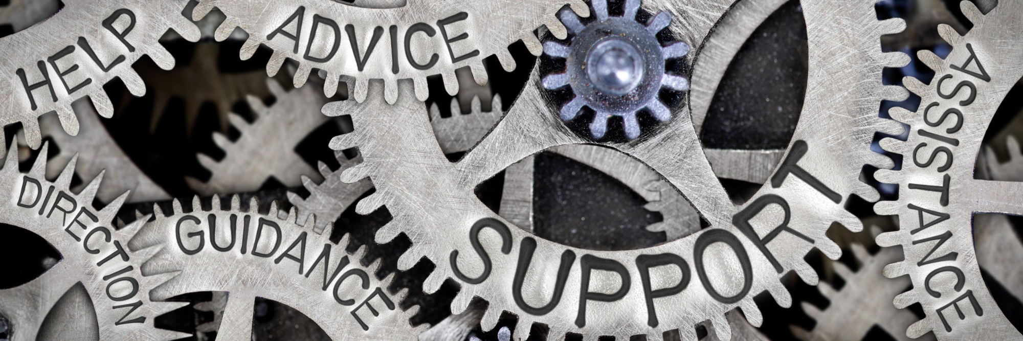 Advice, help, guidance, support mechanical cogs image