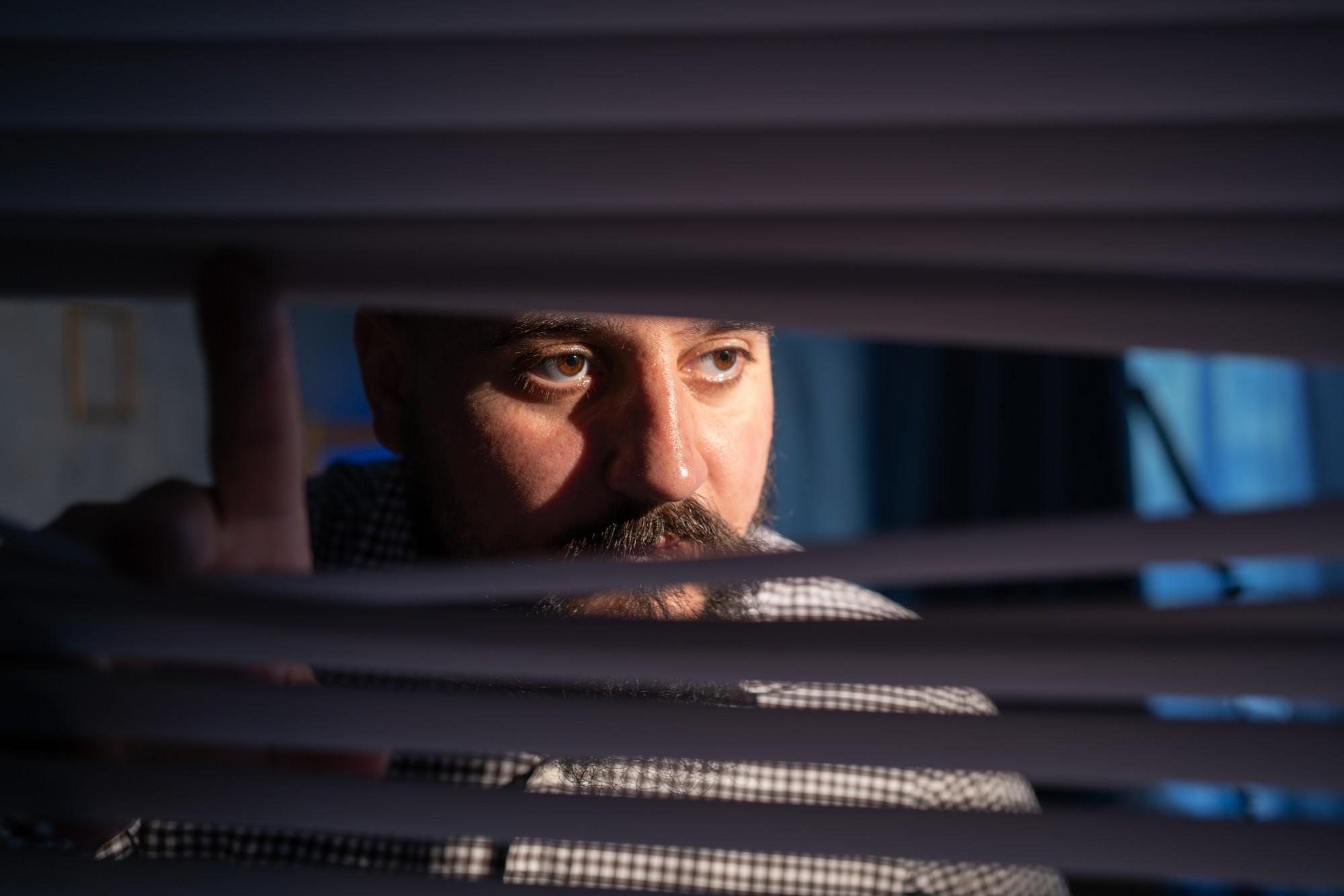 man feeling scared